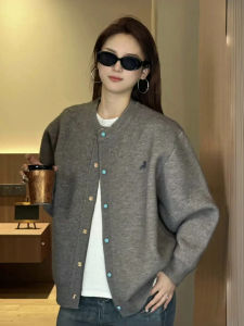 Turquoise Grey Mens Short Cardigan Sweater American Style Knitted Outerwear Autumn Season Breathable Polyester Fiber