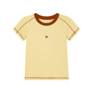 Color-blocked Embroidered Raglan Sleeve T-shirt