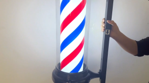 Rotating LED Barber Pole Light Waterproof Red White Blue Stripe 220V Wall Lamp for Barbershop COD