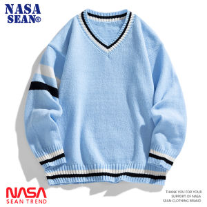 Wassup Panda College Style V-Neck Sweater Mens Loose Casual Knitted Top Trendy Brand Autumn Winter Fashion Basic Layering Shirt