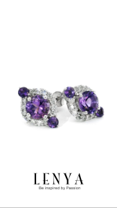 LENYA ต่างหูพลอยอเมทิสต์ เสริมความสงบใจ มีสติ มั่งคั่ง ขนาด 6 มิล ตัวเรือนเงินแท้925 ชุบทองคำขาว