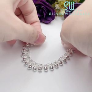 SilverWholesale #BB169 Sterling Silver 925 Bell Bracelet anklet Belly Dancing Jewelry (Gelang kaki penuh loceng)