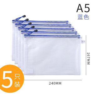 Thickened Grid Zipper Bag Morning Light Business Office Document File Storage Student Subject Classification Transparent Waterproof Exam Paper Bag