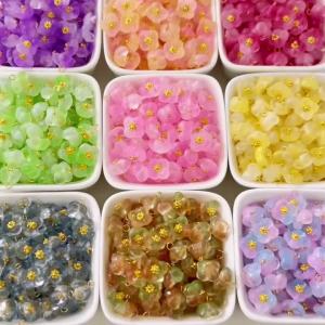 5Pcs 10mm Multicolor Flower Glass Charms Loose Pendant Beads for DIY Sewing Garment Dress Bag Decoration Craft Accessories