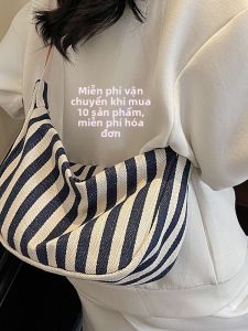 Túi Xách Tay Kẻ Sọc Dung Tích Lớn Thời Trang Mới 2025 Túi Đeo Vai Đơn Túi Tote Túi Đeo Chéo Thường Ngày Túi Xách Túi Xách Vải Cotton