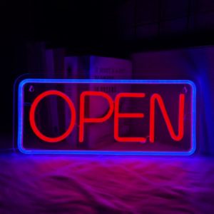 Open Neon Sign Large Business Lamp Powered By Usb Used For Decor At The Entrance Of Coffee Shop Bar Restaurant And Salon.