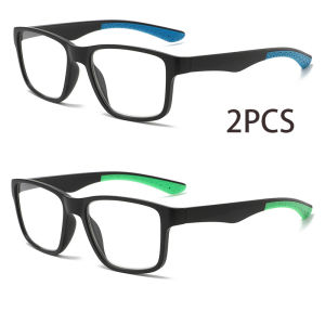 2PCS Anti-Blue Light Reading Glasses with Black Frame And Four Color Leg Options Stylish Trendy Design