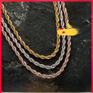 Trendy Hip Hop Titanium Steel Twisted Rope Chain Necklace Gold Plated Stainless Steel for Men And Women Fashion Jewelry
