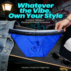 1 Piece Mens Street Style Ice Silk Briefs - Gradient "Whatever" Waistband Cool Touch Breathable Sweat-Wicking Men Underwear