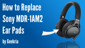 Geekria Protein Leather Replacement Ear Pads for MDR-1AM2 MDR-1AM2/B Headphones Earpads Ear Cushion Ear Cover Ear Cups Ear Muff(Black/Plastic Ring)