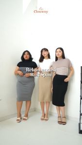 Clouwny Betrand Basic Midi Skirt Bawahan Wanita Rok Rajut Premium Knitt