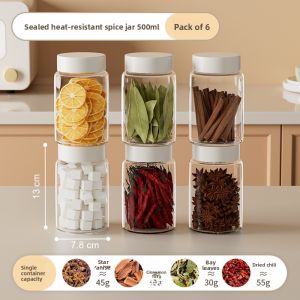 Kitchen Spice Storage Box Set Sealable Pepper Canisters Cumin Storage Glass Bottles Home Use Seasoning Container Nordic Style