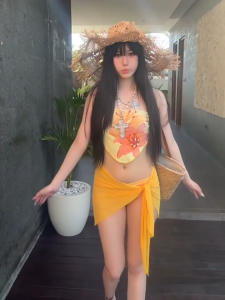 {Shipped from Manila+COD} Yellow Floral 3-in-1 Padded Bikini Set | Self-Tie Wrap Skirt Beach Swimwear | Philippines Summer Vacation Outfit