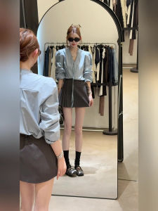 XUECAIQI | Youthful V-Neck Lace Tie Shirt Skirt Set