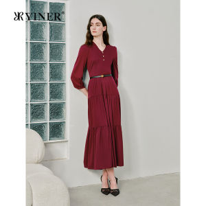 Stylish Elegant V-Neck Silk Fitted A-Line Dress