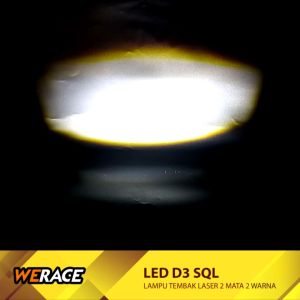 WERACE Lampu Tembak Laser LED D3 SQL 2 Mata Putih Kuning Putih No Fan