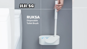 (JIJI SG) RUKSA Disposable Toilet Brush With Holder / Sponge Head REFILL 6pcs - Cleaning Brush