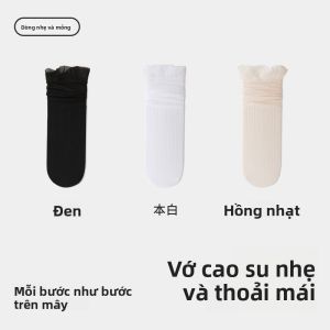 MiiOW | Tất nữ mùa hè mỏng đến giữa bắp chân viền ren phong cách ballet đi cùng giày Mary Jane tất thủy tinh nylon kháng khuẩn