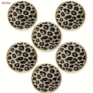 2D Leopard Patterned Design Heat-Resistant Non-Slip Wooden Coasters for Kitchen Coffee Shop Restaurant Home Personalized Decor
