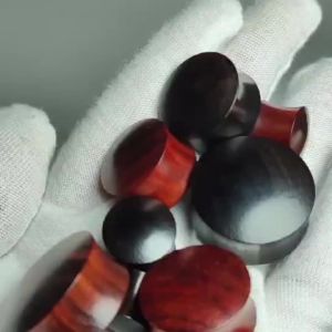 1PC Hollow Gold Stainless Steel/Sandalwood Double Color Ear Plugs Wood Ear Gauges/Expander/Stretcher Piercing Body Jewelry