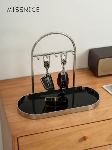 Missnice Home Entryway Key Storage Tray Hook Display Desktop Organizer Acrylic Modern Minimalist Style Key Rack Home Decor