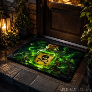 VIKAMA Halloween Owl Magic Potion Starry Sky Rug Pumpkin Moon Non-Slip Door Mat Home Decor