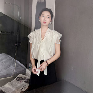 JAJP | Luxury Art Style Sleeveless V-Neck Blouse