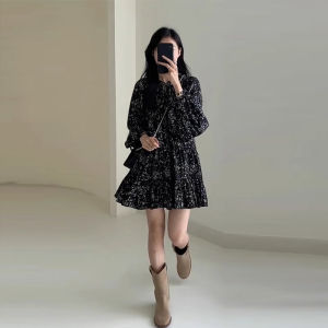 Homecore | Beautiful Black Floral Print Long Sleeve Dress