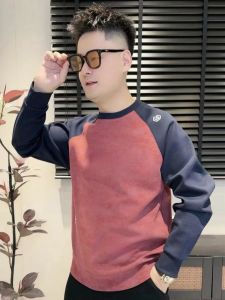 Autumn New Mens Long Sleeve Crew Neck Sweatshirt Couple Style Warm Base Layer Top Splice Letter Patchwork Shoulder Insertion