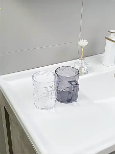 JOYNEST 450ml Glacier Pattern Mouthwash Cup With Hole Portable Storage Toothbrush Holder Cup