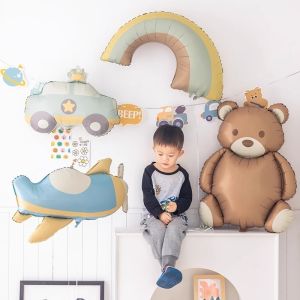 1pcs Bear Balloon Car Airplane Shape Birthday Party Decoration Rainbow Foil Inflatable Balloon Photo Props Baby Shower Party Supplies