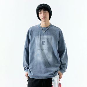 Áo Thun Nam Tay Dài Cotton Cổ Tròn Dáng Rộng Phong Cách Mỹ Cổ Điển Mùa Xuân Thu Cỡ Lớn Thoải Mái Thoáng Khí Thường Ngày