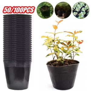 Feelife 50/100Pcs PE Nursery Pots Thickened Seedling Cup Garden Vegetable Planting Nutrition Bowl Disposable Flowers Pot Container