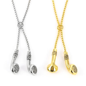 Trendy couple necklaces hip-hop style personalized music headphone and earbud pendants fashion accessories for men and women