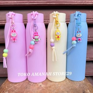 Botol Minum Kaca 500 ml (Free Gantungan Boneka Labubu) Tumbler Jepang / Botol Minum Macaroon Cantik Lucu Aesthetic Viral Cocok Digunakan Untuk Anak Anak/Dewasa Murah Berkualitas