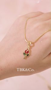 TBK Tulip Necklace 18K Gold Cubic Zirconia Accessories for Women Hypoallergenic 1115n