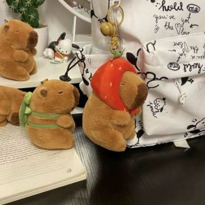 Cute Cartoon Capybara Pendant Plush Toy Girl Bag Pendant Accessories Cute Kapila Keychain Doll Childrens  Schoolbag Pendant Girl Birthday Christmas Gift