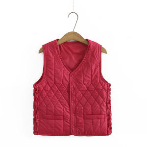 Middle-Aged Mom Wear Autumn and Winter Vest V Neck Lightweight down Cotton Vest Grandma Thermal Liner Middle-Aged and Elderly Womens Clothing