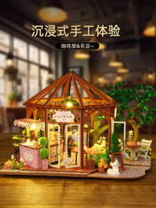 Miniature DIY Handmade Cottage Model 3D Puzzle Small Coffee House Building Block Birthday Gift Wooden Static Model Kit