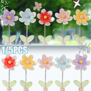 5Pcs Six-Leaf Daisy Flower Car Center Console Spring Ornaments Dashboard Small Fresh Daisy Flower Car  Decoration Accessories