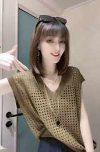 European Goods New Arrival Mesh Cut Out Stylish Niche Loose Knitwear Womens Summer Easiest for Match Casual Short-Sleeved Top T-shirt