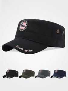 หมวกกันแดดทรงแบนผ้าฝ้ายแท้สำหรับผู้ชาย JEEP SPIRIT หมวกทรงปากเป็ดสำหรับผู้ชาย หมวกกันแดดสำหรับผู้สูงอายุ ฤดูร้อน 2025 หมวกทรงปากเป็ดทรงพื้นฐาน