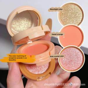 New 3 In 1 Multi Purpose Women MISSLARA Color Makeup Three Layer Powder Blusher High Gloss Cowherd Flash Girl Powder Slightly Drunk Color Makeup One Plate Comes with Makeup Mirror and Cosmetic Set