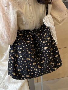 Large Capacity Floral Canvas Tote Bag Womens Summer Shoulder Crossbody Bag Ins Versatile Student Bag Soft Foldable Washable