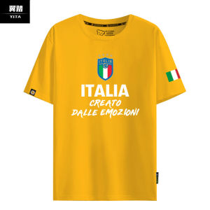 Châu Âu Năm 2024 Ý Đội Tuyển Quốc Gia Quạt Bóng Đá Áo Thun Nữ Tay Ngắn Nam Nữ 200G Cotton Nguyên Chất Tay Lửng cơ Thể Họa Tiết Hình Học