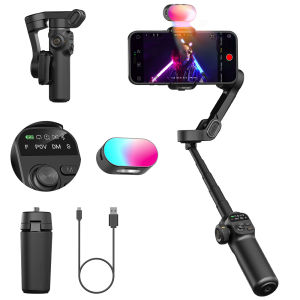 AOCHUAN Smart X2 Smartphone Gimbal Stabilizer With built-in extension pole and LED display For iPhone and Android phone GImbal
