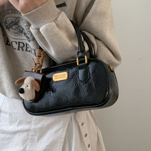 BAORUIFU | Wax Leather Womens Handbag Boston Bag