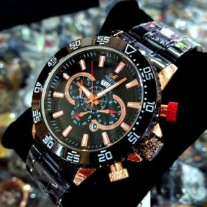 Jam Tangan Pria Fitur Tanggal Hari Strap Rantai Stainlees Steel / JAM Tangan Mirete Original Import Quart Analog Anti Air