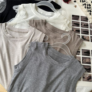 เสื้อยืดคอกลมแขนกุดผ้าไหม Lenzing สำหรับผู้หญิง ฤดูร้อน 2025 เสื้อเชิ้ตแขนกุดทรงหลวมสบาย ๆ สีสันสดใส ทรงหลวม