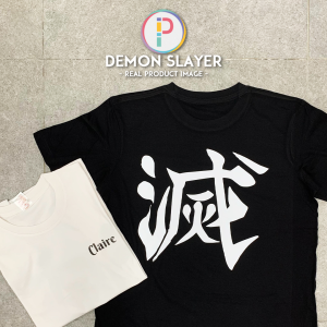 [Adult/Kid] Demon Slayer Kimetsu no Yaiba 鬼滅の刃 Back Mie Big Logo T-shirt Baju Anime Manga Free Custom Name/Text